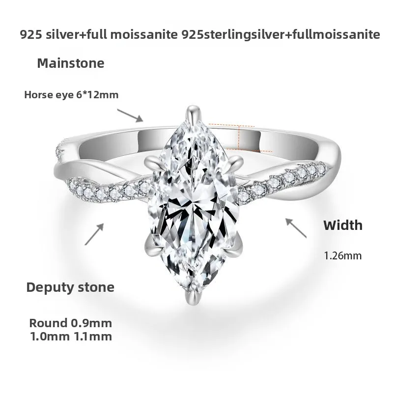 Sterling silver 925 moissanite wedding ring
