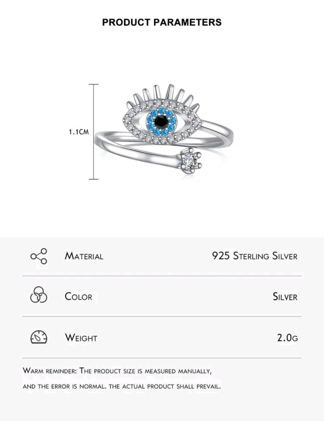 Sterling silver 925 open ring