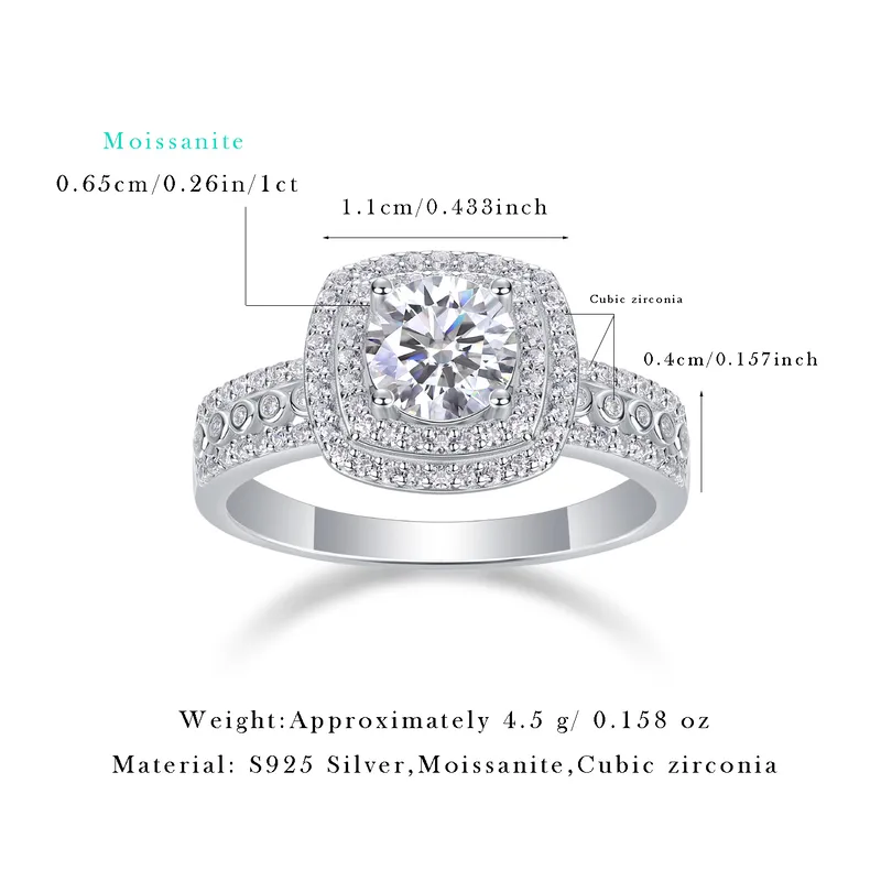 Sterling silver 925 moissanite rings
