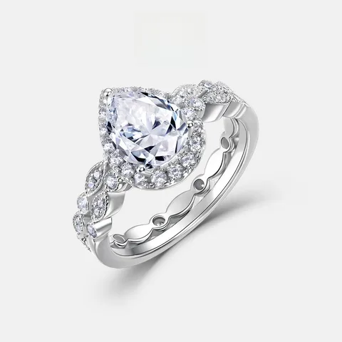 Sterling silver moissanite wedding rings