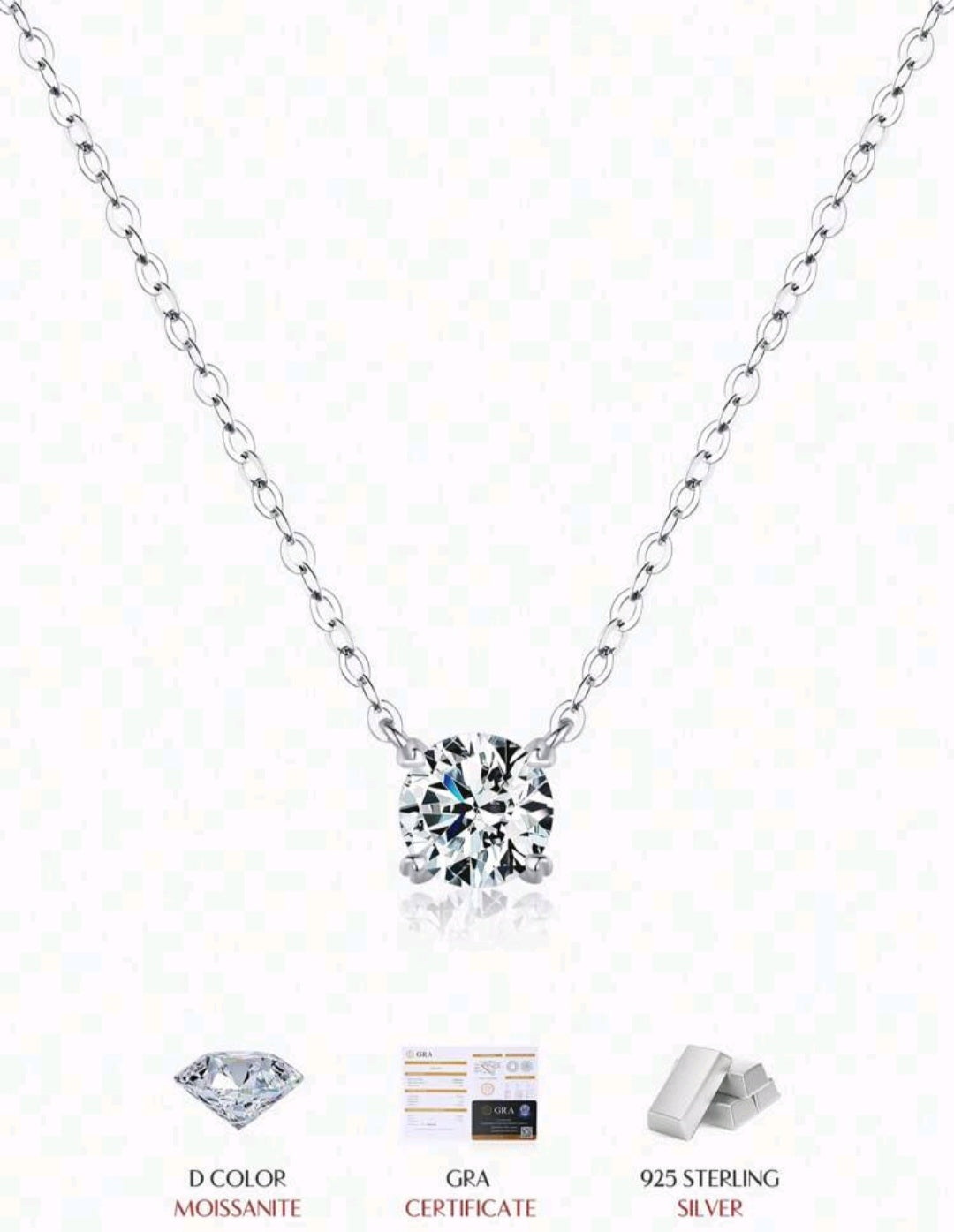 Sterling silver 925 moissanite necklace