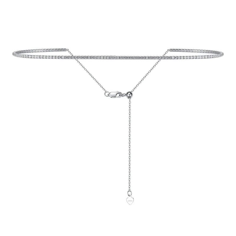 Sterling silver tennis necklace shoker
