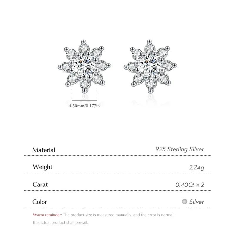 Sterling silver 925 moissanite earrings