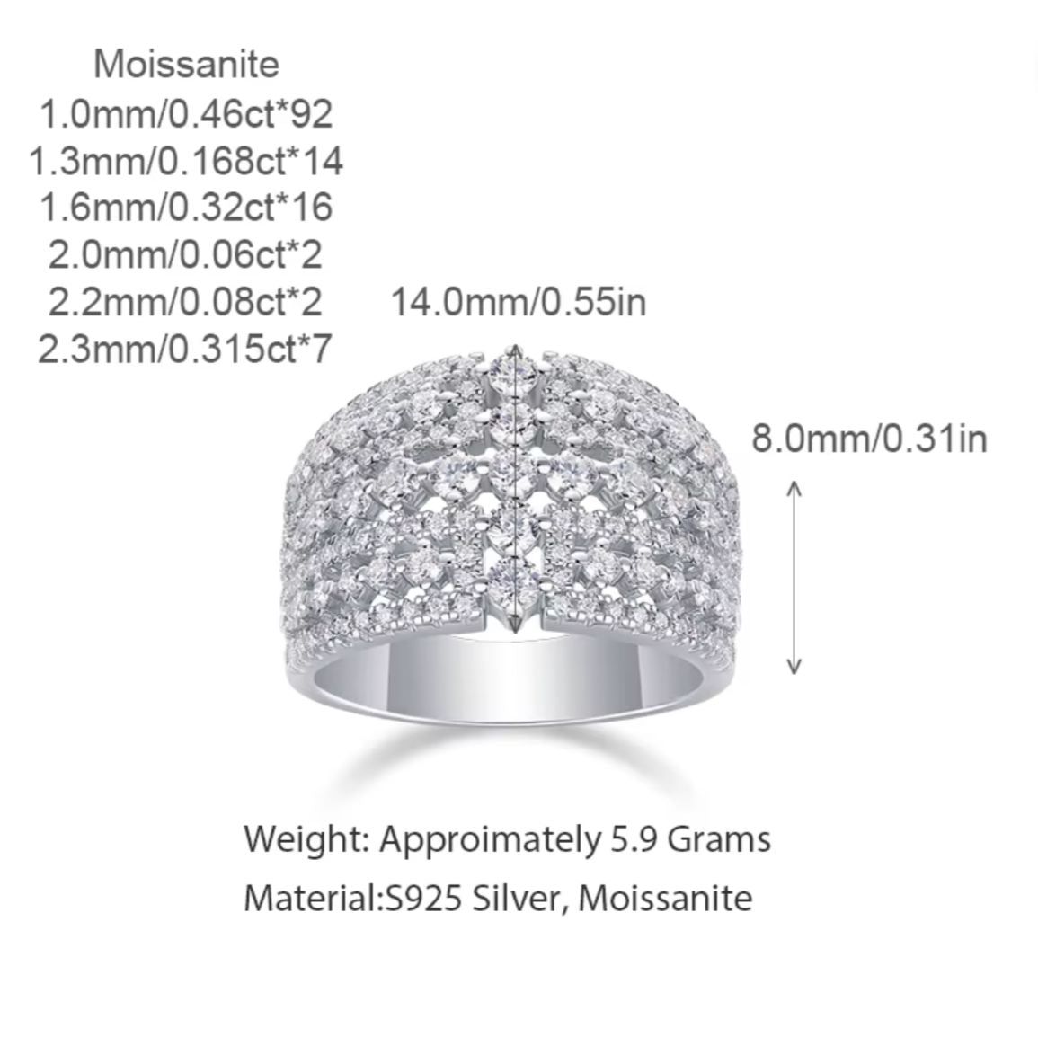 Sterling silver moissanite rings