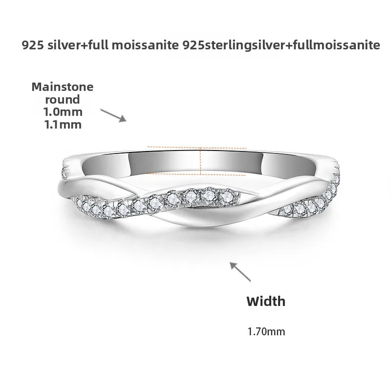 Sterling silver 925 moissanite wedding ring