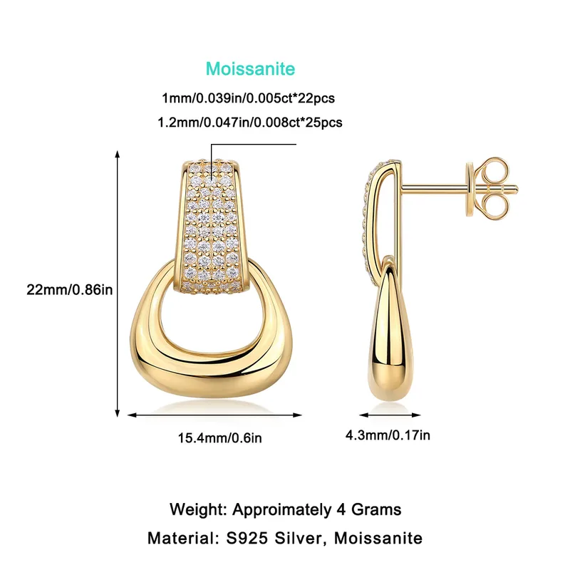 Sterling silver 925 moissanite earrings